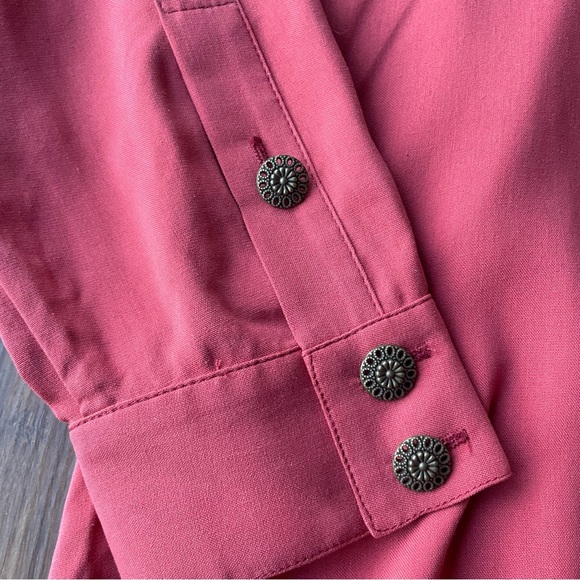 Soft Surroundings 100% Silk Rust Orange button Tunic Top Blouse Petite Small PS - Picture 4 of 12